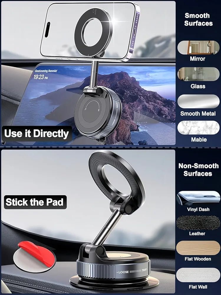 360° Magnetic Car Mobile Holder for Dashboard Vacuum Suction Phone Holder - SHOP FOR ALL