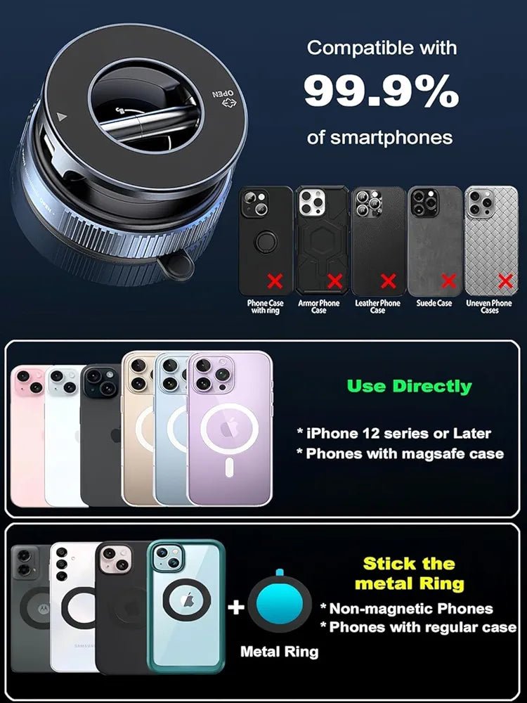360° Magnetic Car Mobile Holder for Dashboard Vacuum Suction Phone Holder - SHOP FOR ALL