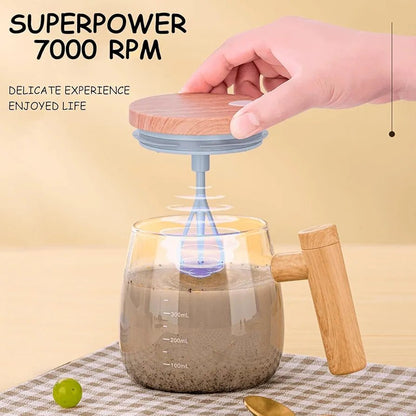 Electric Self Stirring Mug with Lid Auto Mixing Glass Cup for Coffee, Milk, Office Use - SHOP FOR ALL