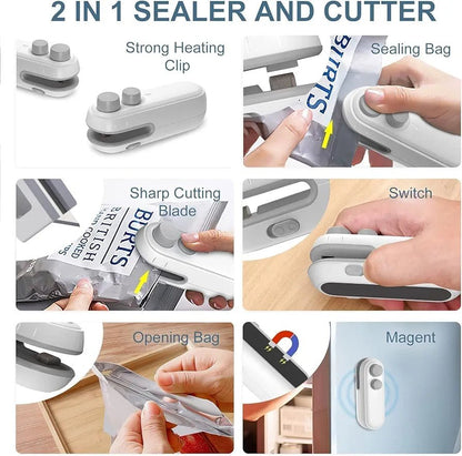 Mini Portable Sealing Machine - 2 in 1 - Sealing & Cutting - SHOP FOR ALL