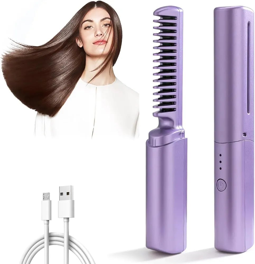 Professional Hair Straightener Tourmaline Ceramic Hair Curler Brush Hair Comb - SHOP FOR ALL