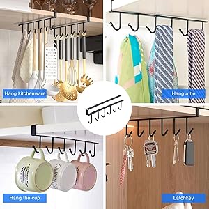 Under - Shelf 6 - Hook Mug & Cup Holder Rack (pack of 2)– Space - Saving Kitchen Cabinet Organizer - SHOP FOR ALL