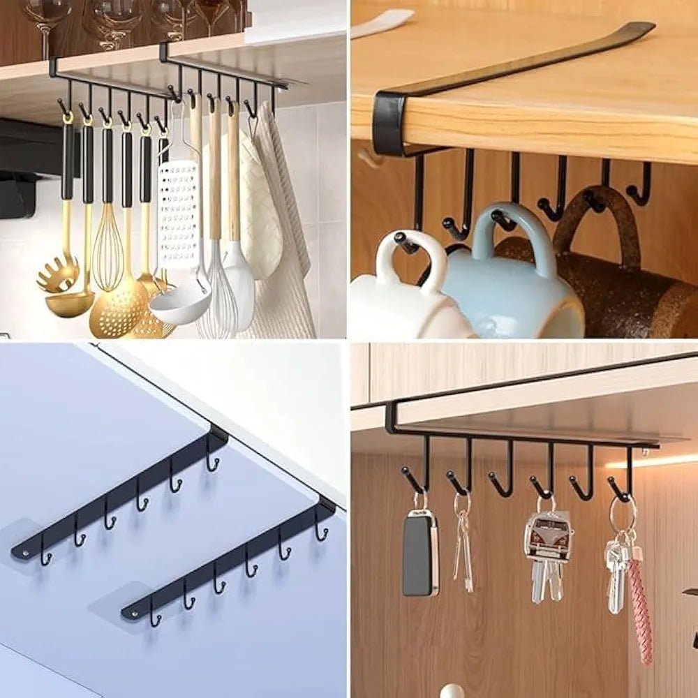 Under - Shelf 6 - Hook Mug & Cup Holder Rack (pack of 2)– Space - Saving Kitchen Cabinet Organizer - SHOP FOR ALL